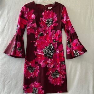 Trina Turk Pink Splendid Sheath Dress with Bell Sleeves